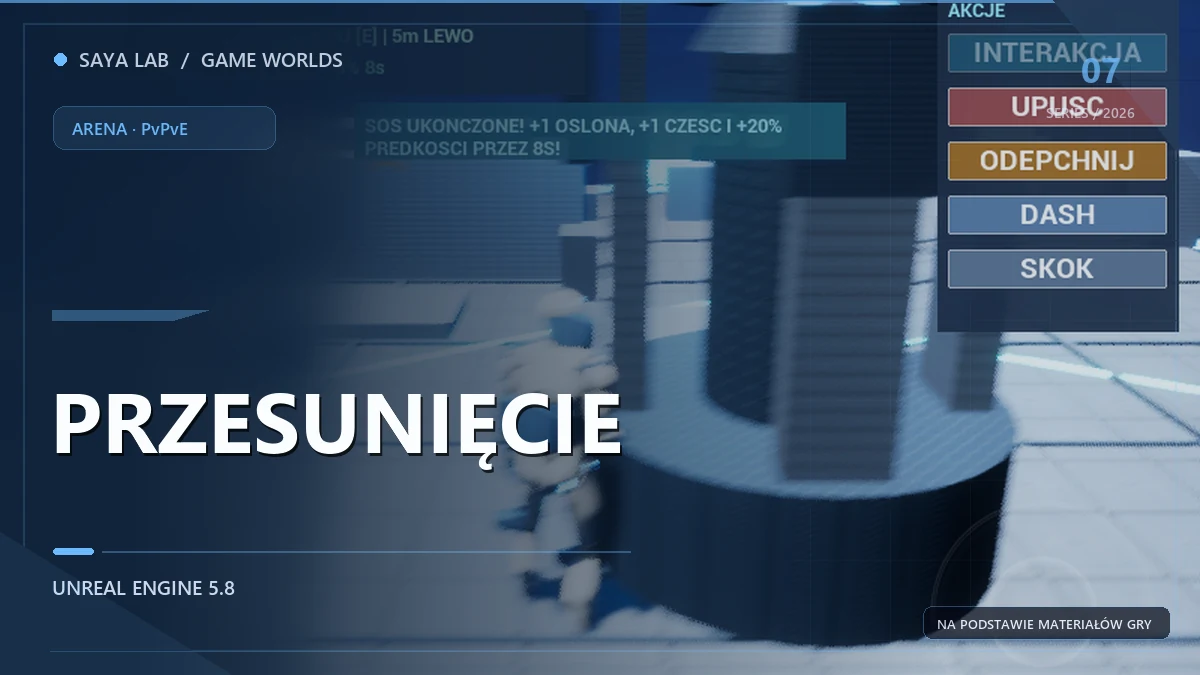 Okładka Przesunięcia na podstawie testowej sceny areny i konwoju z Unreal Engine.